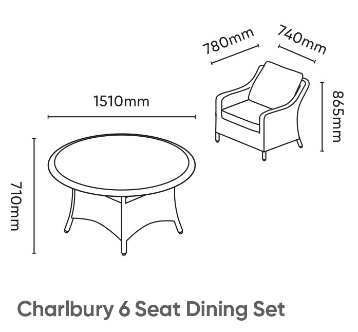Charlbury 6 Seater Dining Set - Image 4