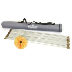 Chimney sweeping kit with chimney rods and brush