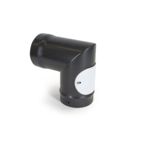90° Bend with Access Door - Vitreous Enamel Flue Pipe - Matt Black