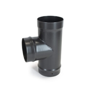 90° Tee - Vitreous Enamel Flue Pipe - Matt Black