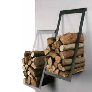 Wall mounted log holder- black